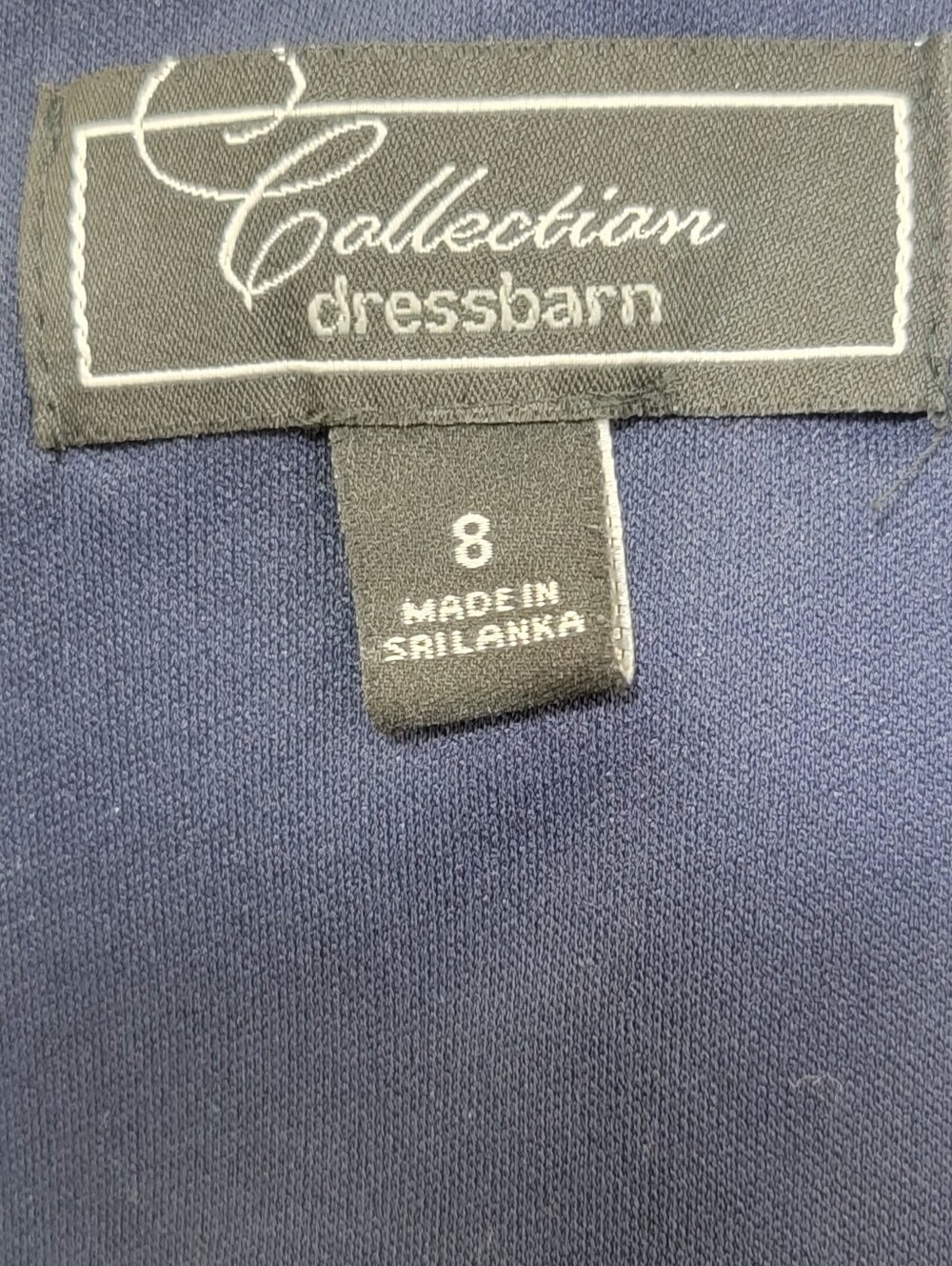 Dressbarn navy blue beaded neck sleeveless layered front sheath dress size 8 - Picture 6 of 8